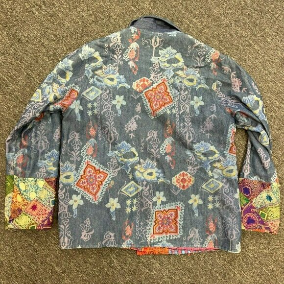 Flashback Art to Wear REVERSIBLE Colorful Floral Festival Jacket Boho Patchwork - Picture 15 of 16